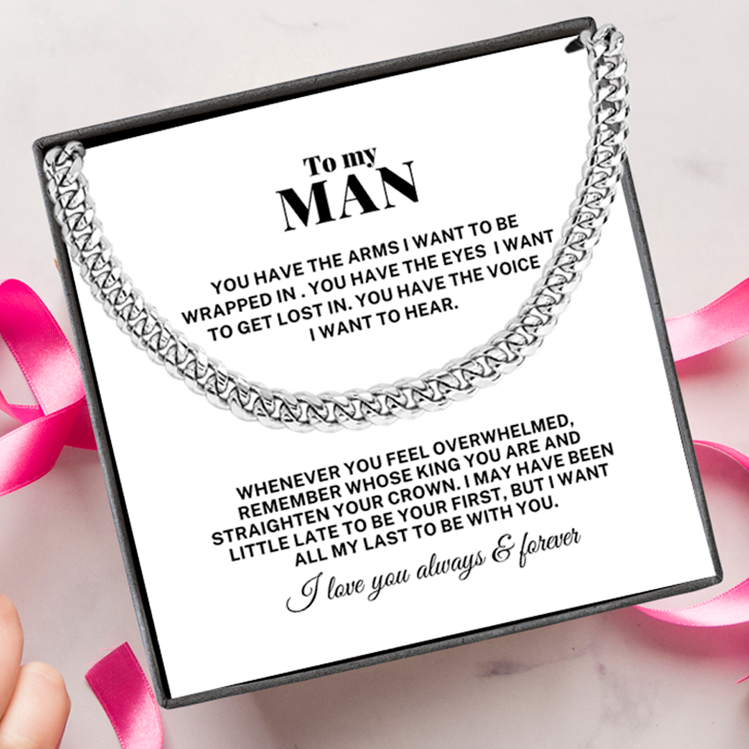 To My Man Be With You Cuban Link Chain Necklace V2