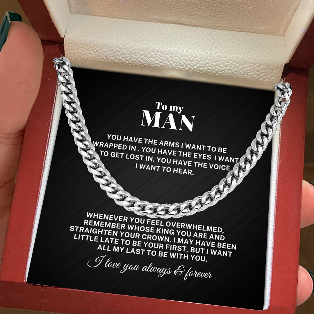 To My Man Be With You Cuban Link Chain Necklace V1