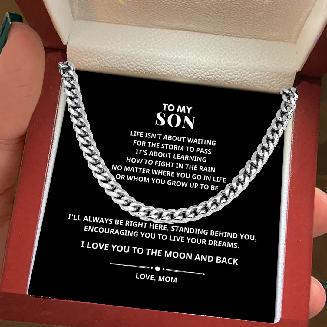 To My Son I Love You to The Moon and Back Cuban Link Chain