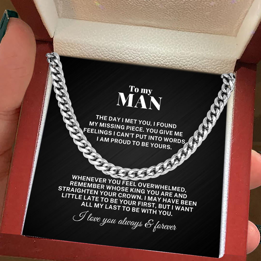 To My Man My Missing Piece Cuban Link Chain Necklace V1