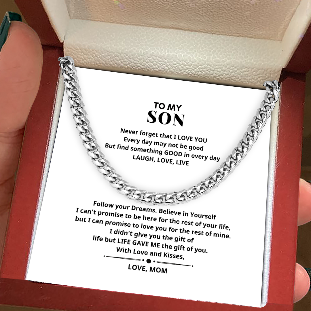 To My Son LAUGH LOVE LIVE Cuban Link Chain