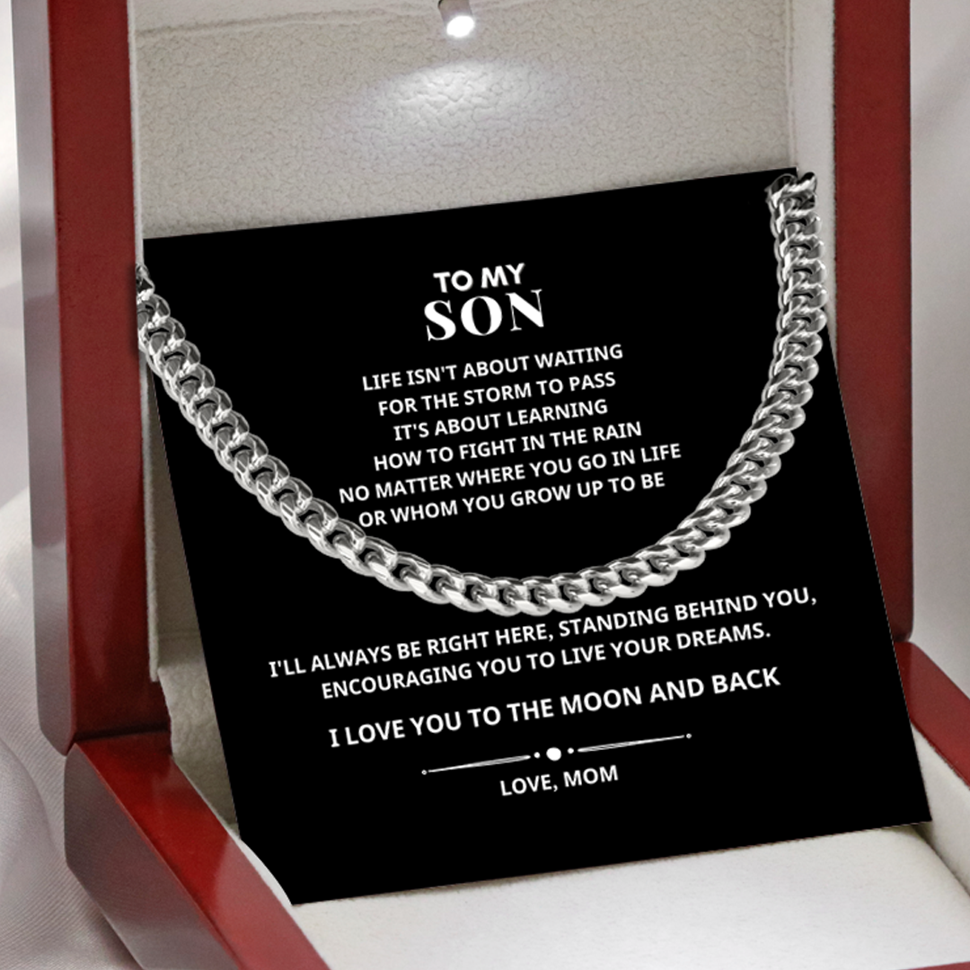 To My Son I Love You to The Moon and Back Cuban Link Chain