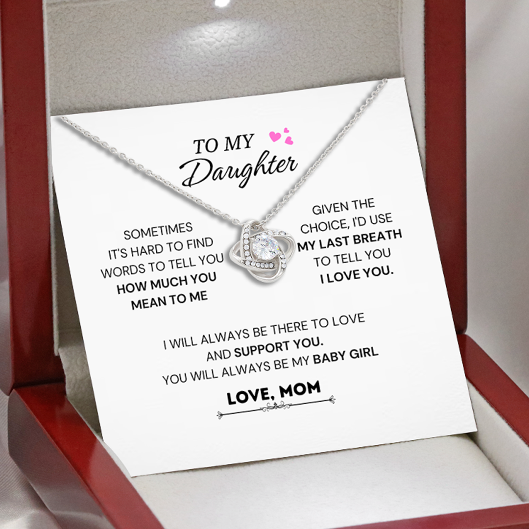 To My Beautiful Daughter, Love Knot Necklace, Gift From Mom, Mom to Daughter Gift, Christmas Gift Idea