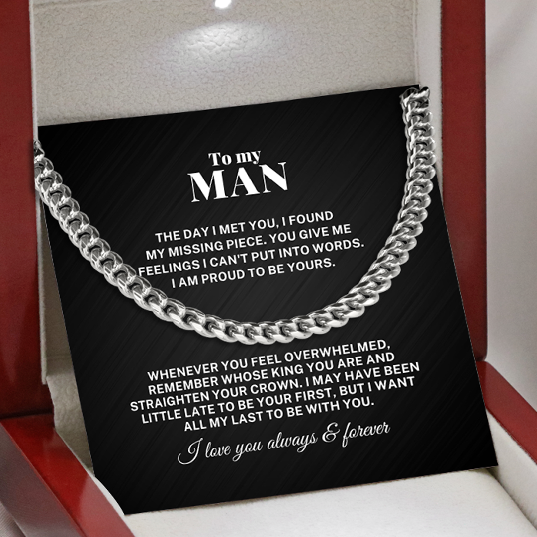 To My Man My Missing Piece Cuban Link Chain Necklace V1