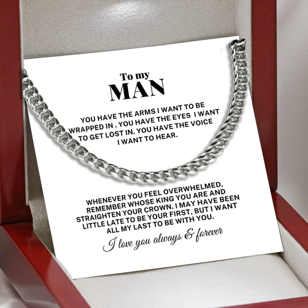 To My Man Be With You Cuban Link Chain Necklace V2