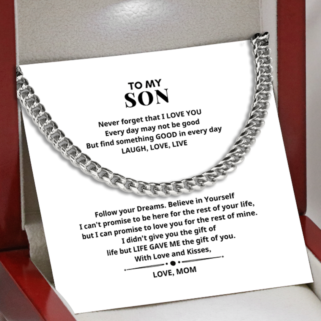 To My Son LAUGH LOVE LIVE Cuban Link Chain