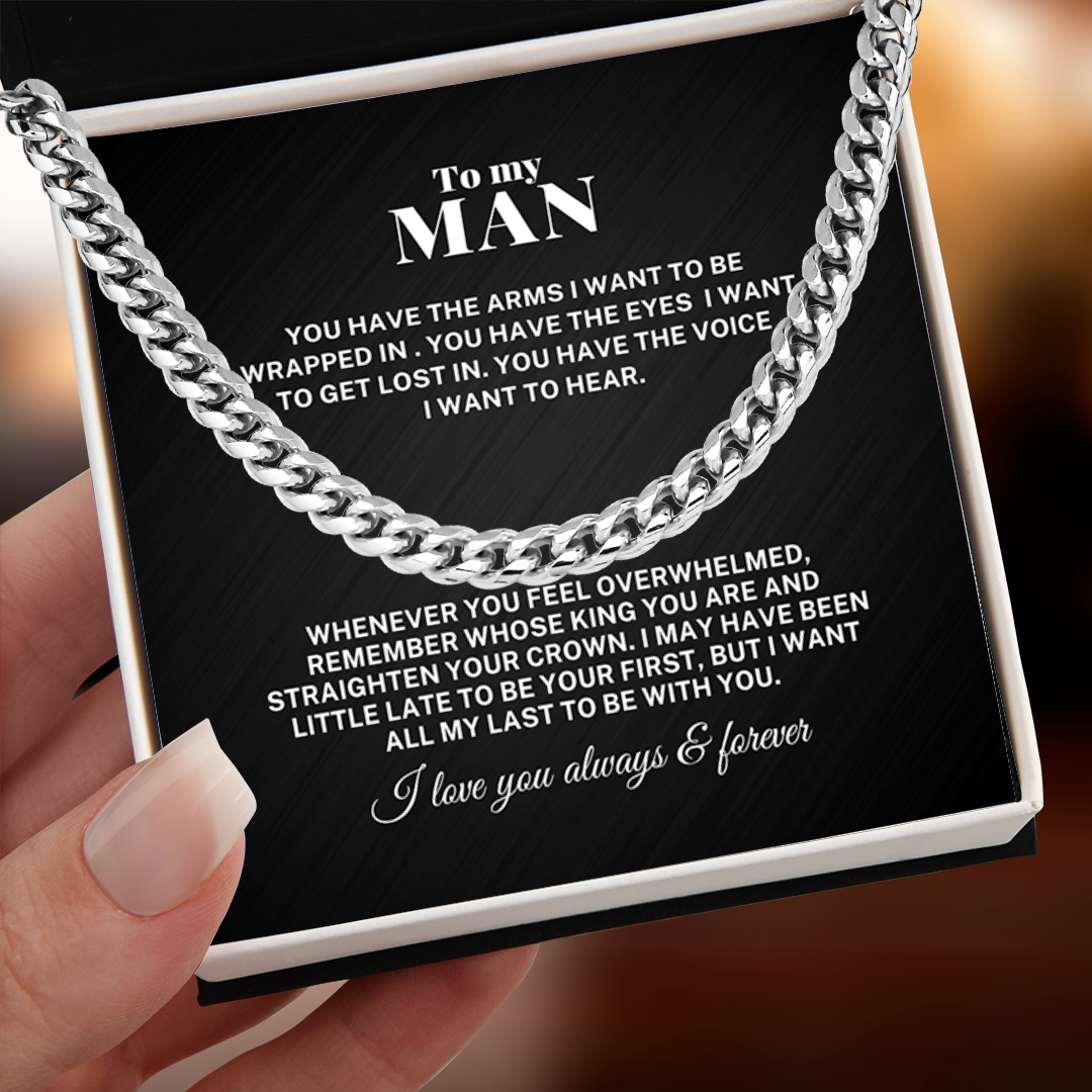 To My Man Be With You Cuban Link Chain Necklace V1