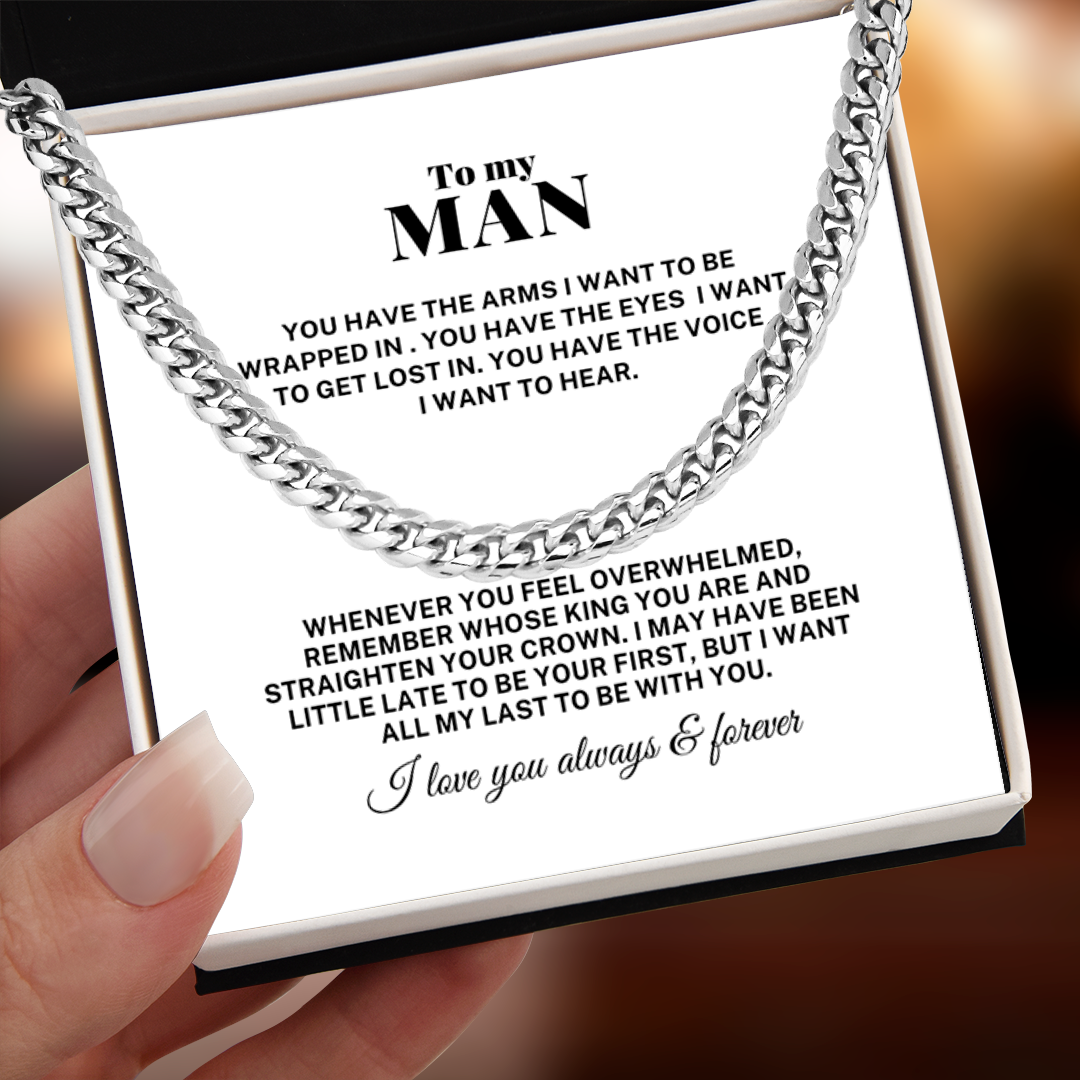 To My Man Be With You Cuban Link Chain Necklace V2