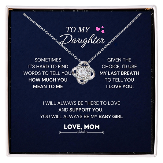 To My Beautiful Daughter, Love Knot Necklace, Gift From Mom, Mom to Daughter Gift, Christmas Gift Idea