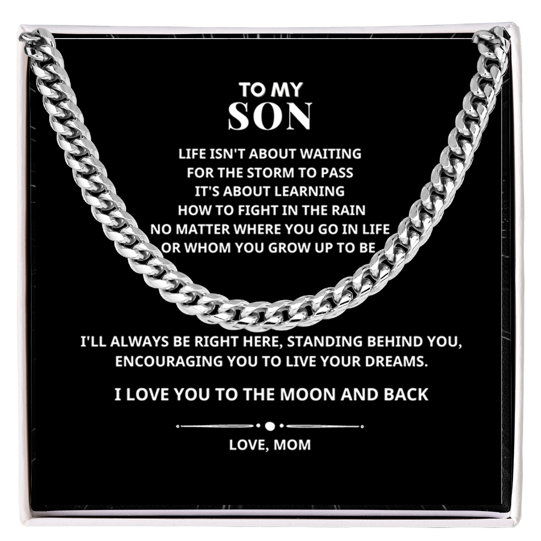 To My Son I Love You to The Moon and Back Cuban Link Chain