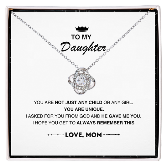 To My Beautiful Daughter, Love Knot Necklace, Gift From Mom, Mom to Daughter Gift, Christmas Gift Idea