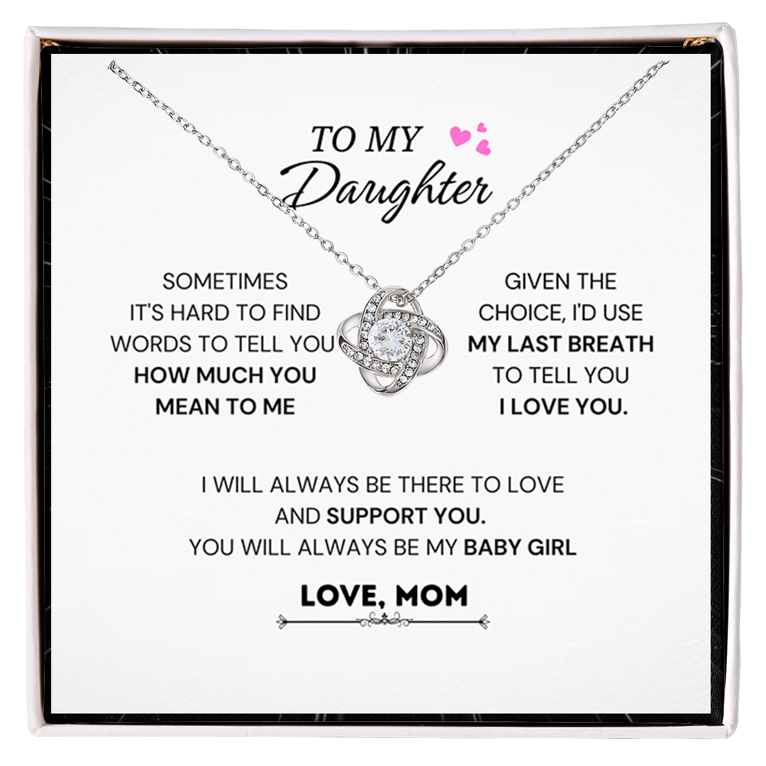 To My Beautiful Daughter, Love Knot Necklace, Gift From Mom, Mom to Daughter Gift, Christmas Gift Idea