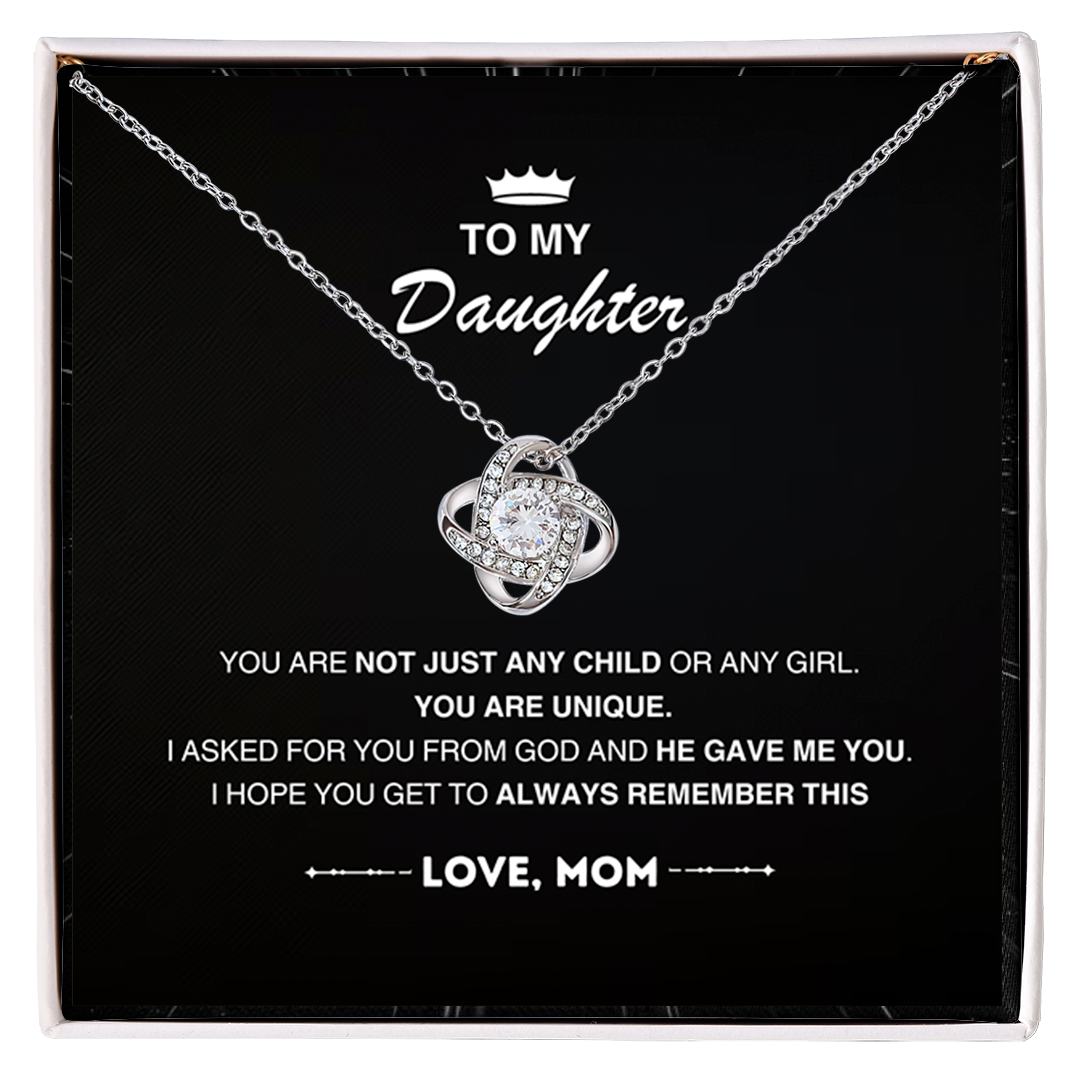 To My Beautiful Daughter, Love Knot Necklace, Gift From Mom, Mom to Daughter Gift, Christmas Gift Idea