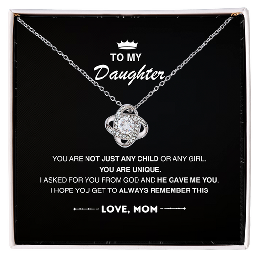 To My Beautiful Daughter, Love Knot Necklace, Gift From Mom, Mom to Daughter Gift, Christmas Gift Idea