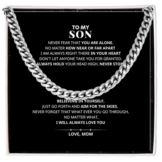 To My Son AIM FOR THE SKIES Cuban Link Chain