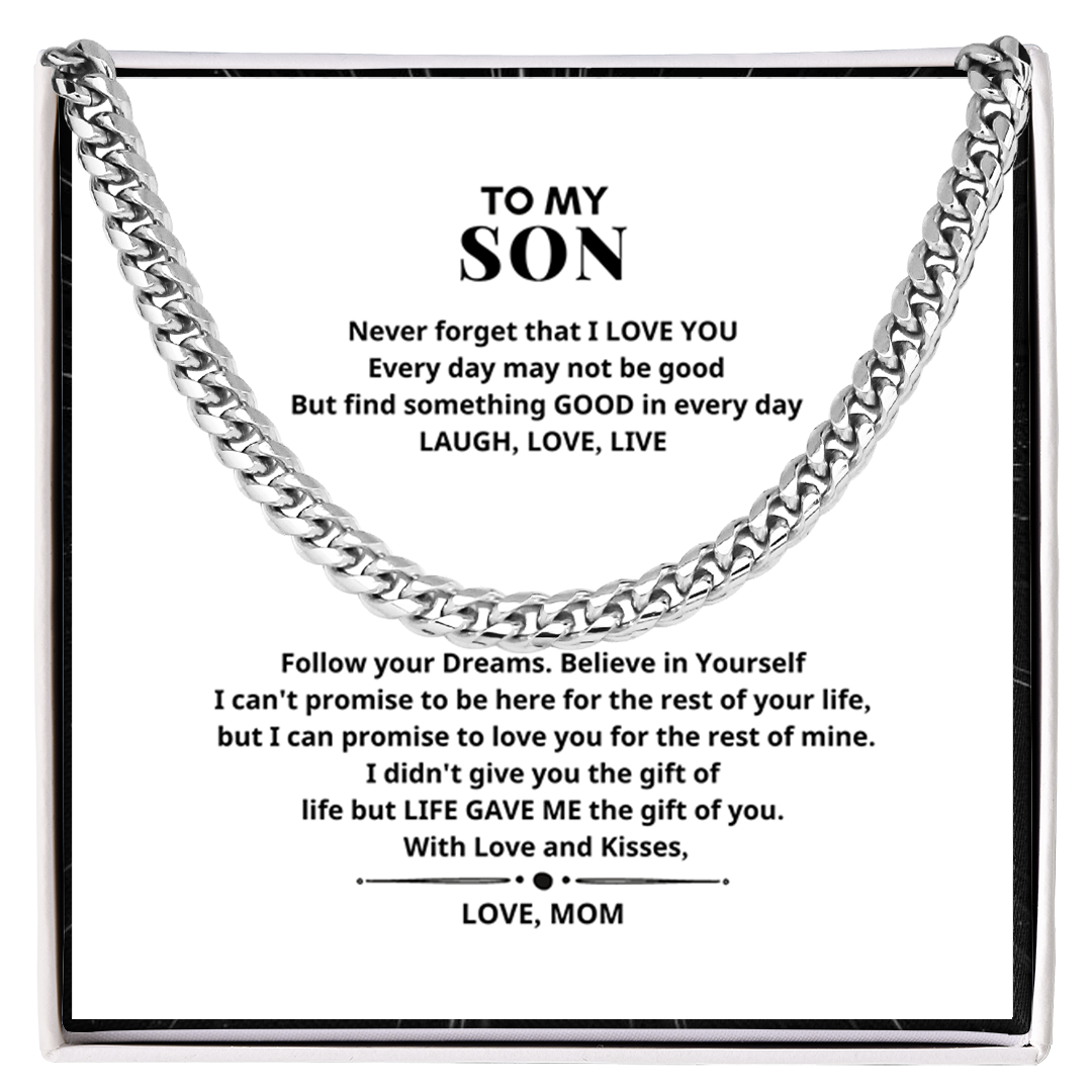 To My Son LAUGH LOVE LIVE Cuban Link Chain