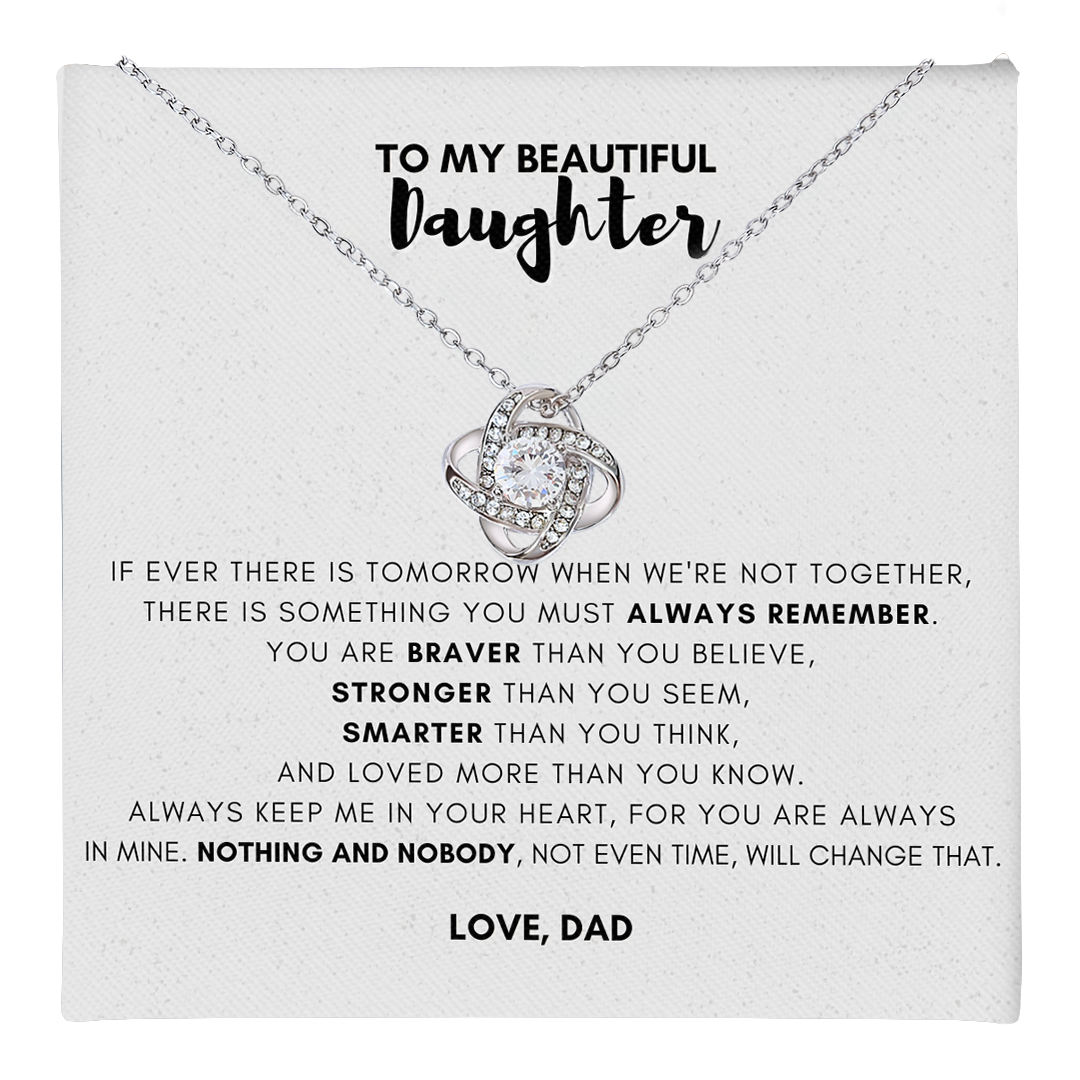 To My Beautiful Daughter, Love Knot Necklace, Gift From Dad, Dad to Daughter Gift, Christmas Gift Idea