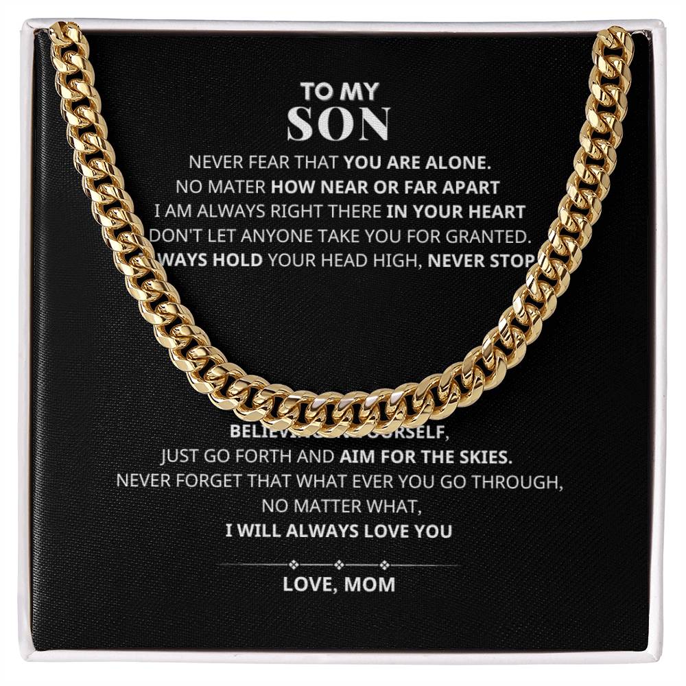 To My Son AIM FOR THE SKIES Cuban Link Chain