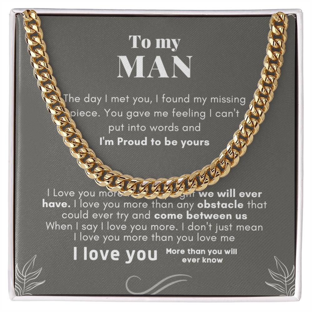 To My Man Cuban Link Chain Necklace V4