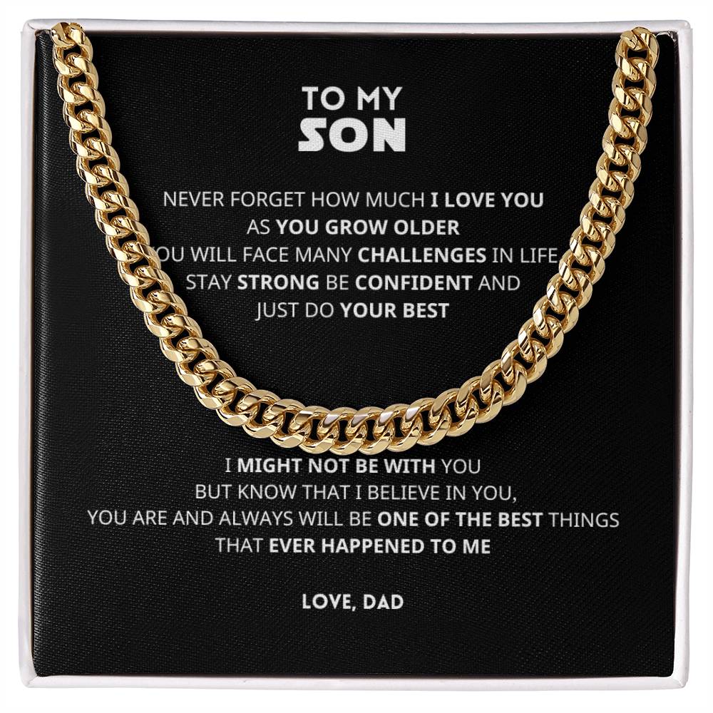 To My Son Black Card Cuban Link Chain