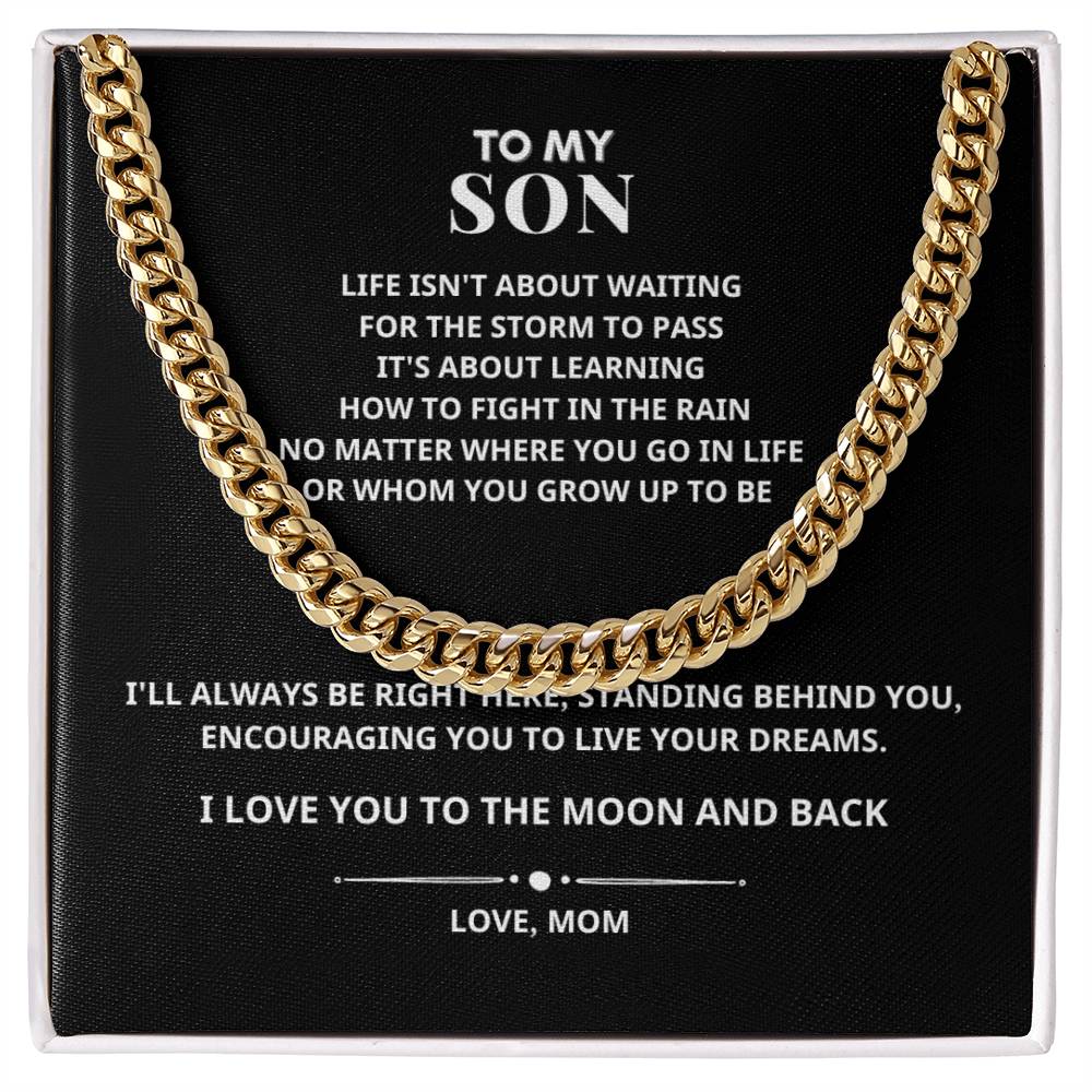 To My Son I Love You to The Moon and Back Cuban Link Chain