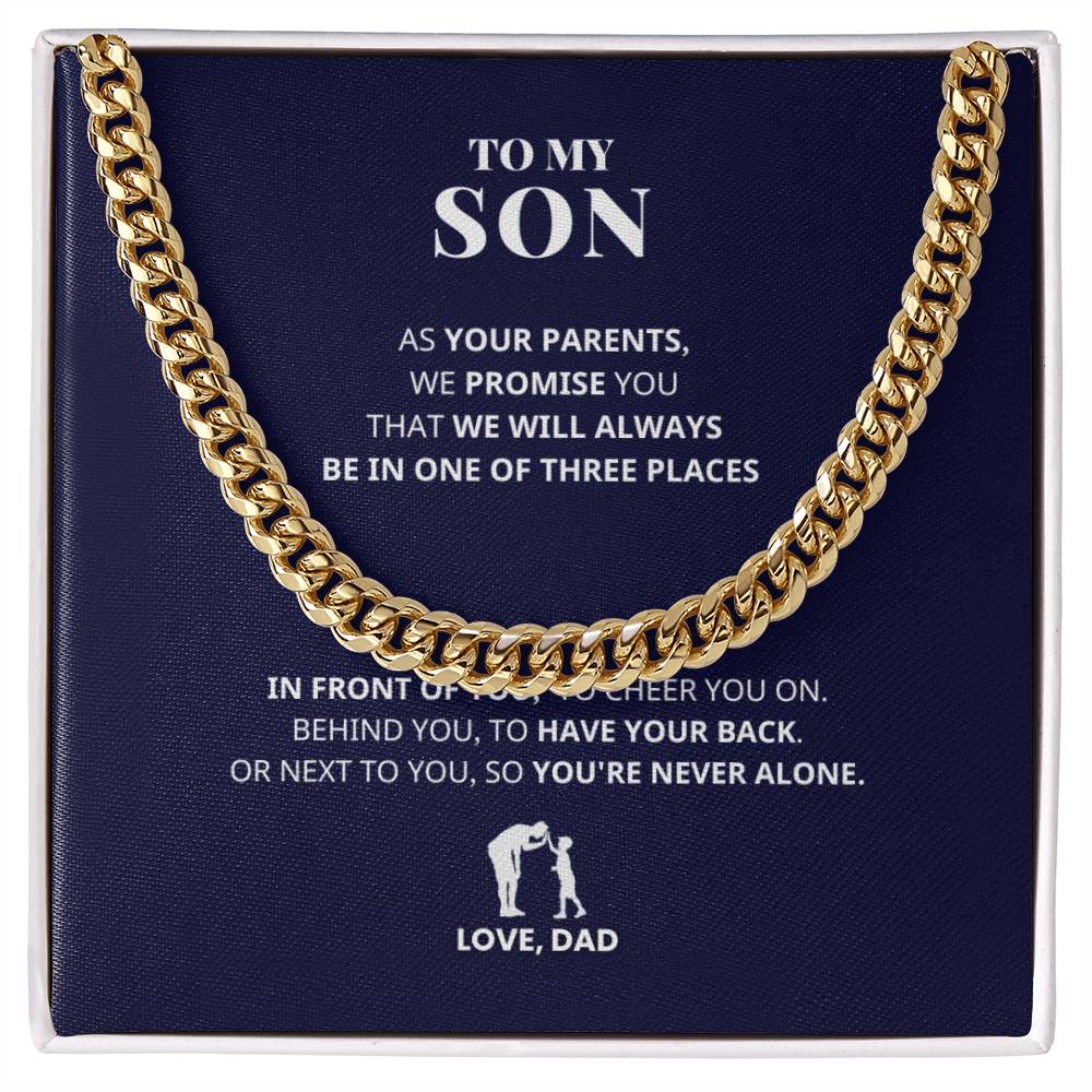 To My Son Blue Card Cuban Link Chain