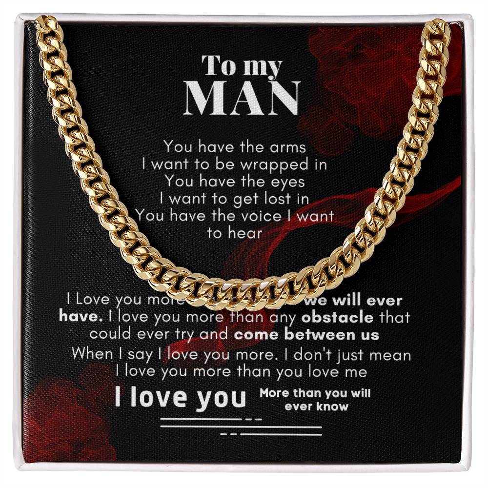 To My Man Cuban Link Chain Necklace V1