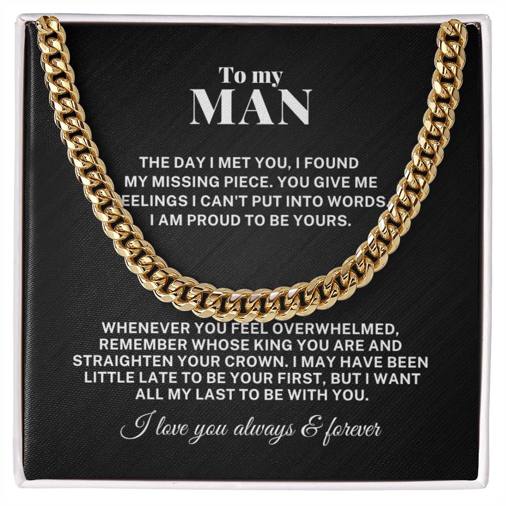 To My Man My Missing Piece Cuban Link Chain Necklace V1