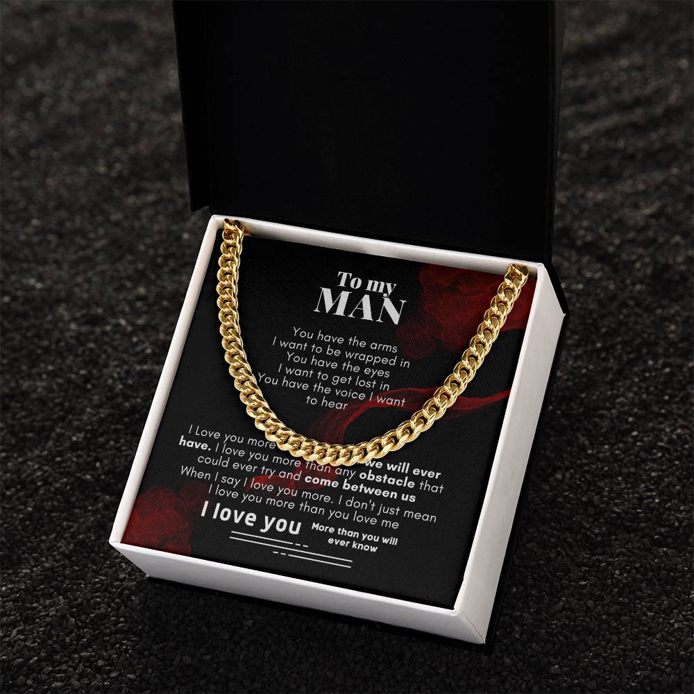 To My Man Cuban Link Chain Necklace V1