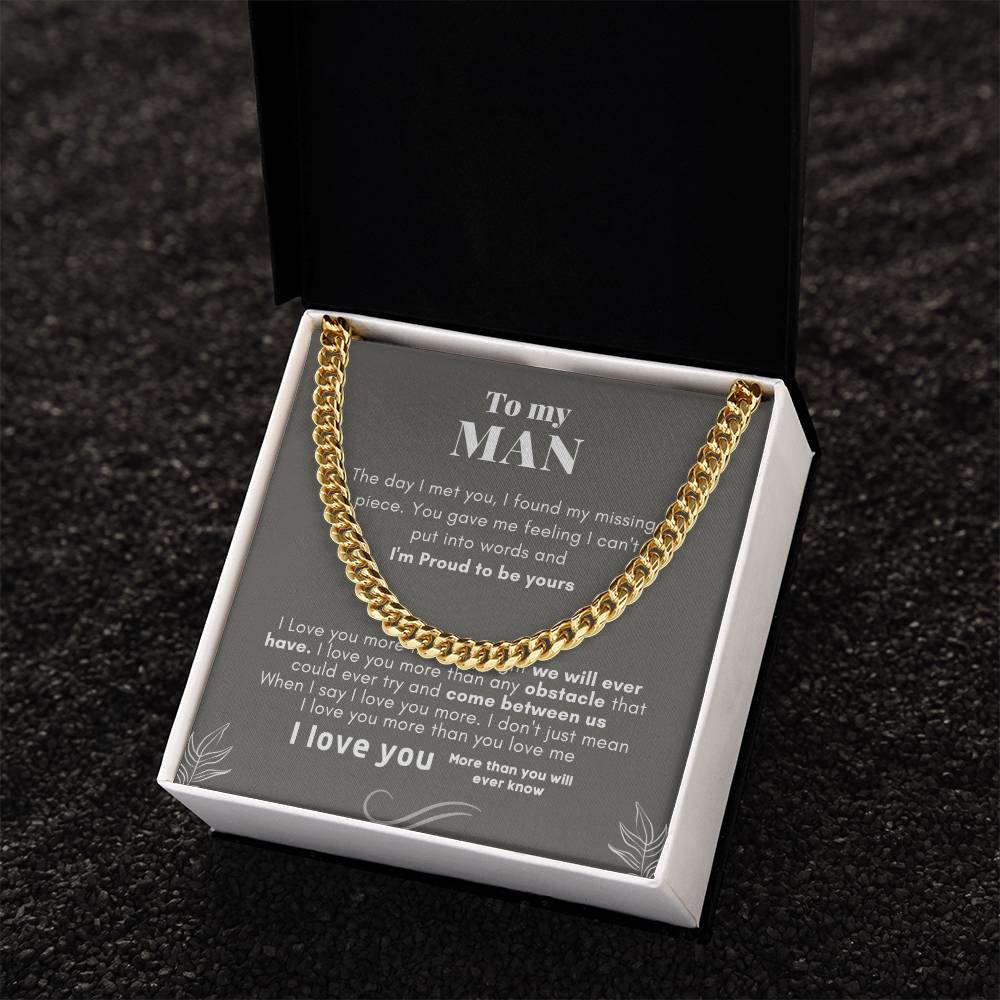 To My Man Cuban Link Chain Necklace V4