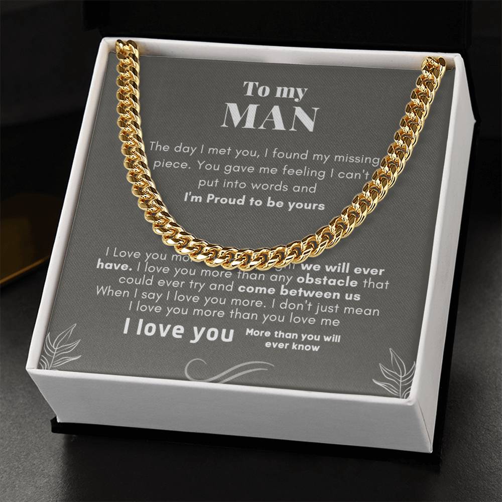 To My Man Cuban Link Chain Necklace V4