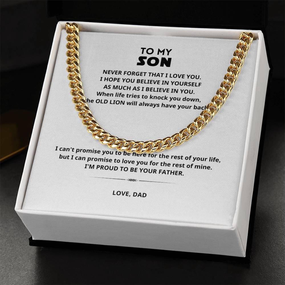 To My Son OLD LION Cuban Link Chain