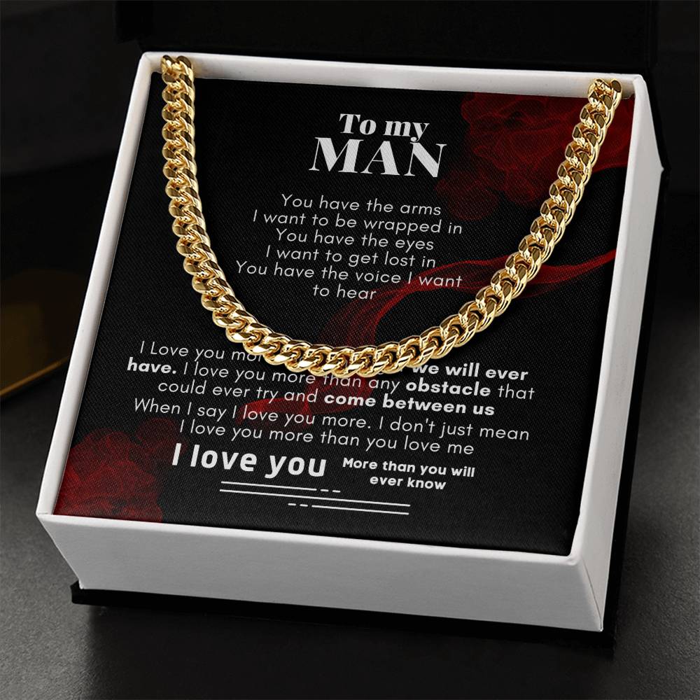 To My Man Cuban Link Chain Necklace V1