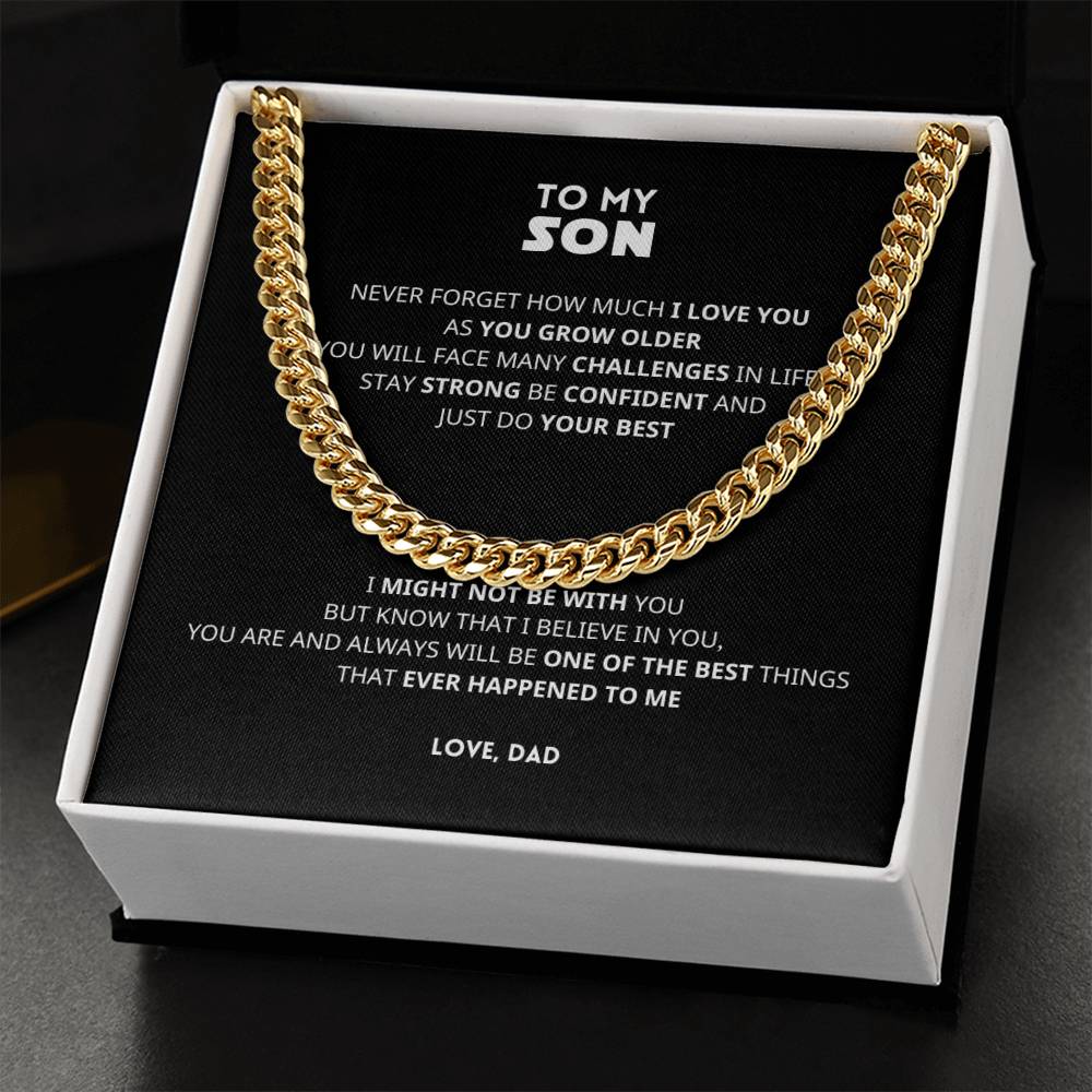 To My Son Black Card Cuban Link Chain