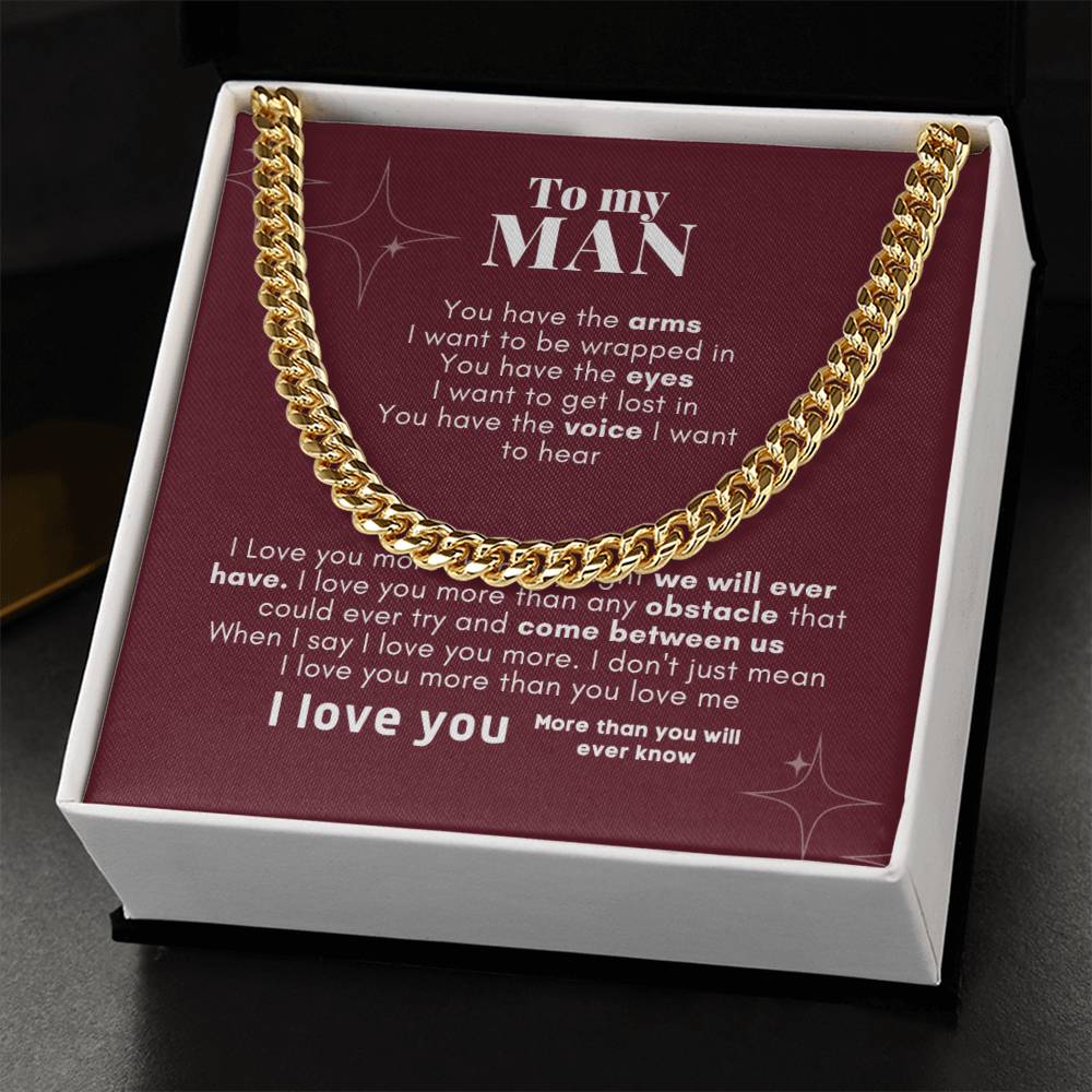 To My Man Cuban Link Chain Necklace V3