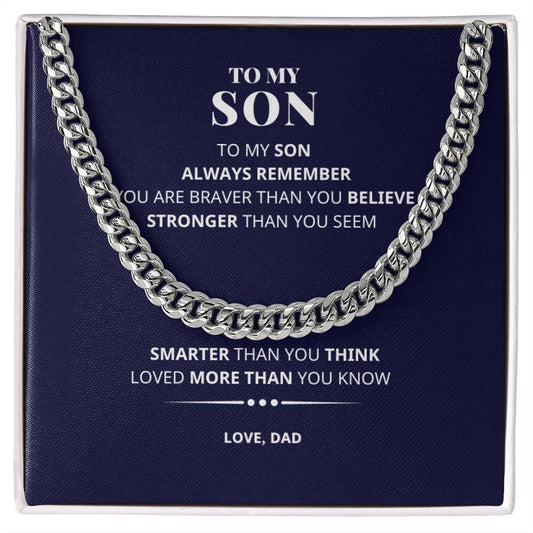 To My Son LOVED MORE THAN YOU KNOW Cuban Link Chain