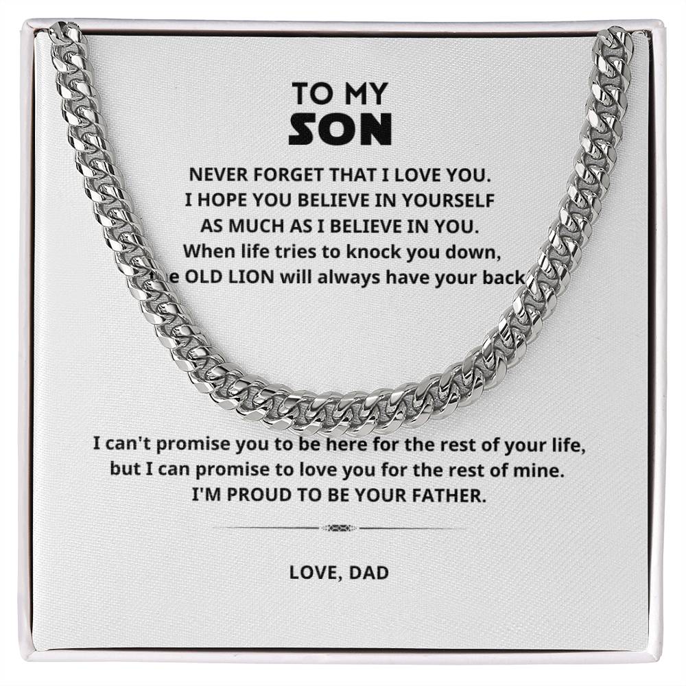 To My Son OLD LION Cuban Link Chain