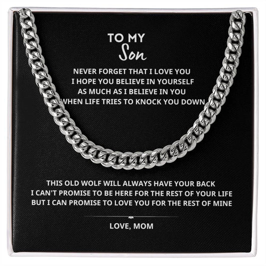 To My Son OLD WOLF Cuban Link Chain