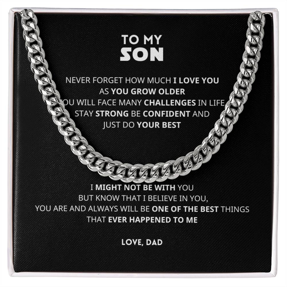 To My Son Black Card Cuban Link Chain