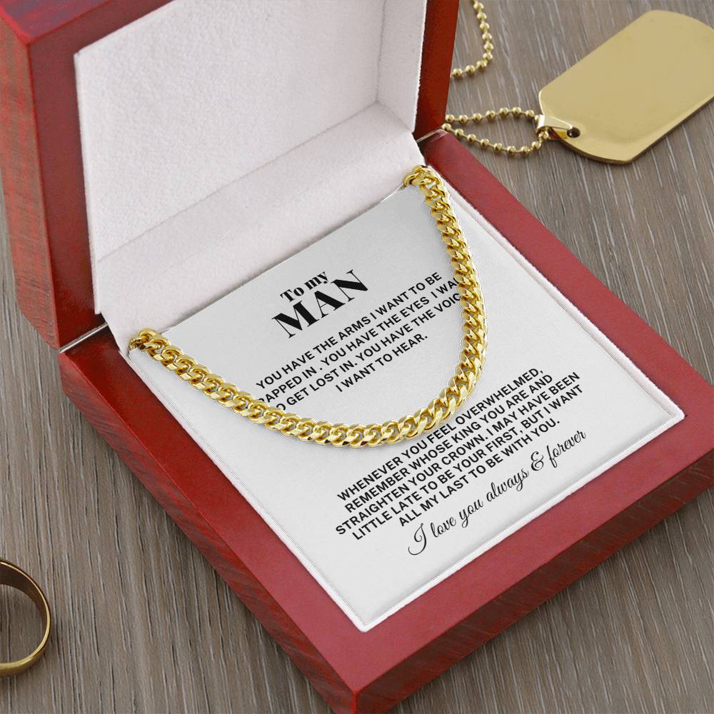 To My Man Be With You Cuban Link Chain Necklace V2