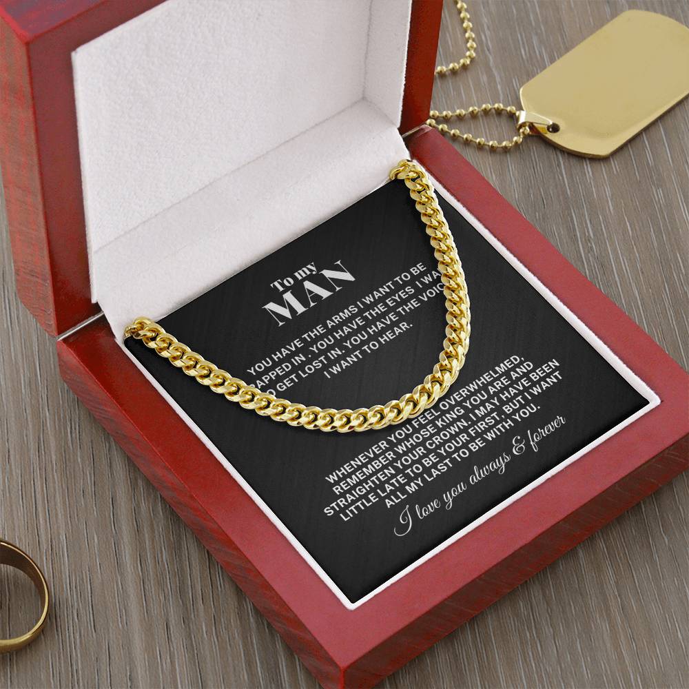 To My Man Be With You Cuban Link Chain Necklace V1