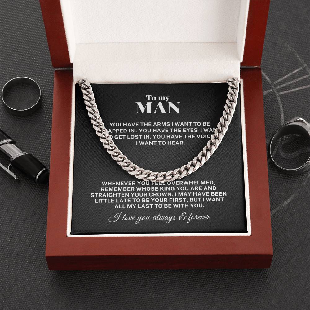 To My Man Be With You Cuban Link Chain Necklace V1