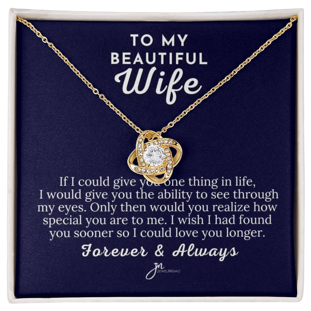 To My Beautiful Wife Love Knot Necklace