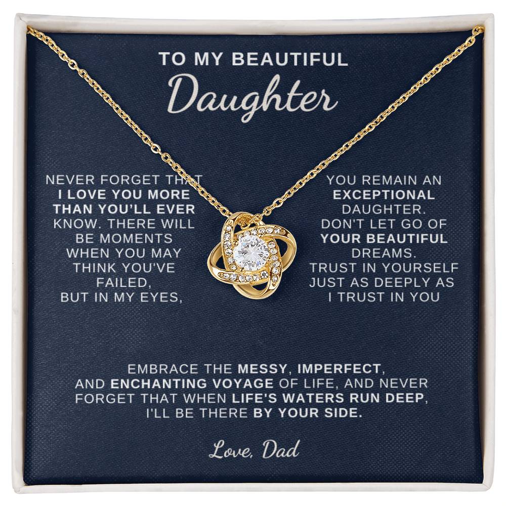 To My Beautiful Daughter, Love Knot Necklace, Gift From Dad, Dad to Daughter Gift, Christmas Gift Idea