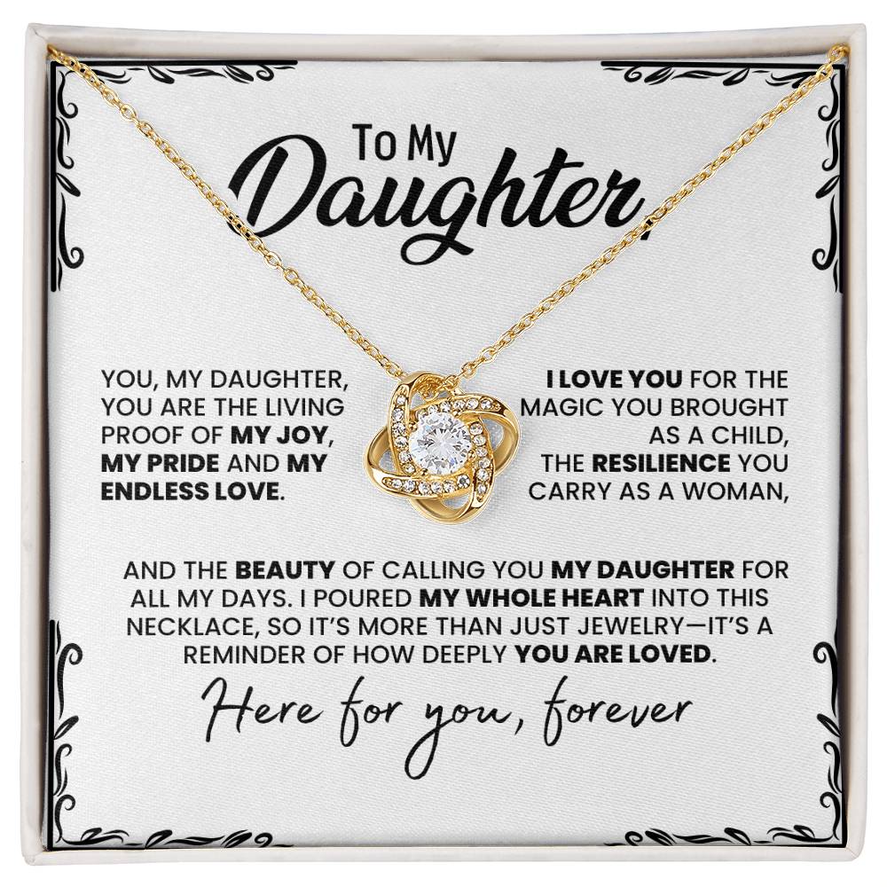 To My Daughter: Love Knot Necklace of Pride, Love, and Resilience