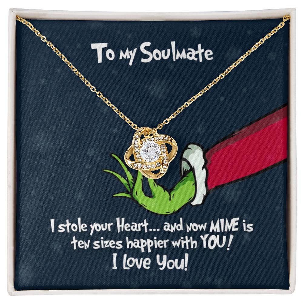 To My Soulmate Grinch Love Knot Necklace