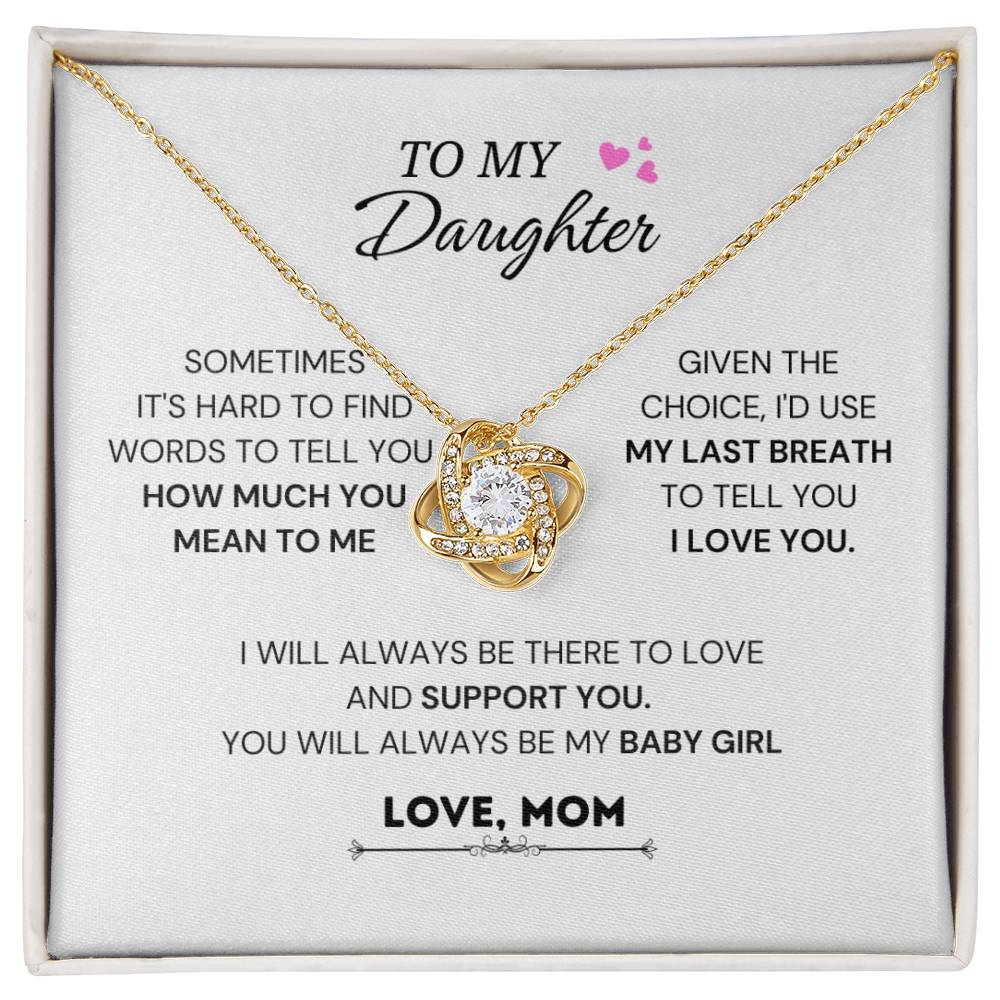 To My Beautiful Daughter, Love Knot Necklace, Gift From Mom, Mom to Daughter Gift, Christmas Gift Idea