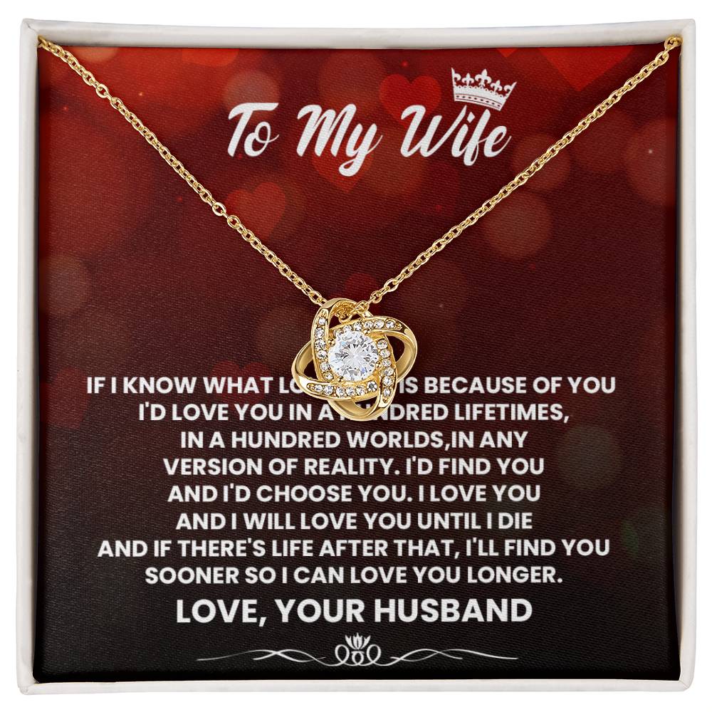 To My Wife Love Knot Necklace V6