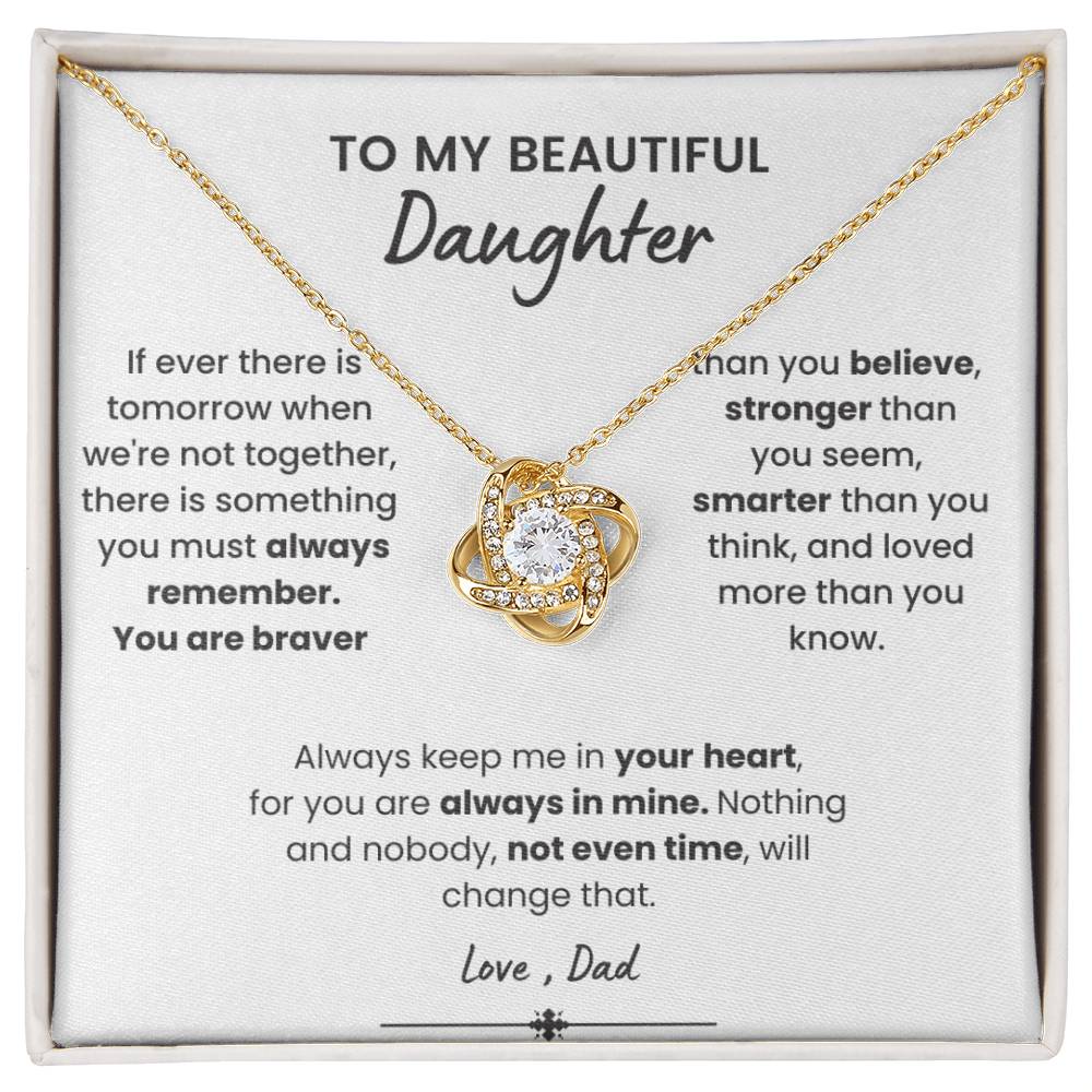 To My Beautiful Daughter, Love Knot Necklace, Gift From Dad, Dad to Daughter Gift, Christmas Gift Idea