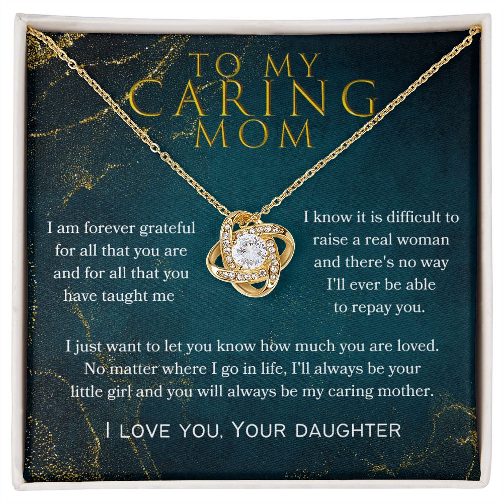 To My Caring Mom Love Knot Necklace